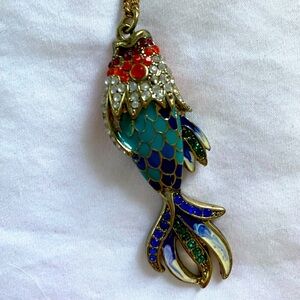 Crystal & Enamel Long Fish Necklace